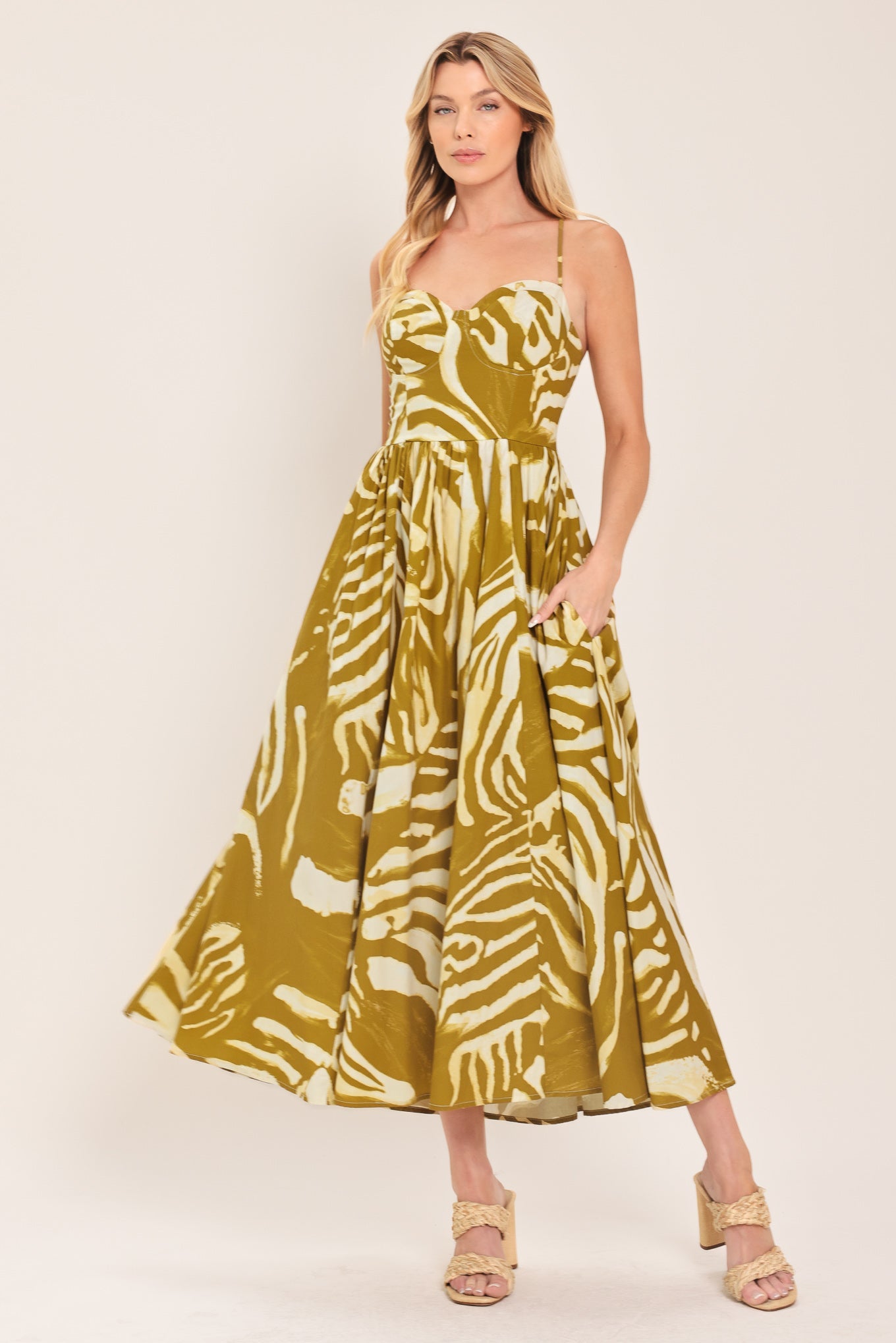 GOLDEN PALM ESCAPE WOVEN MIDI DRESS Flying Tomato