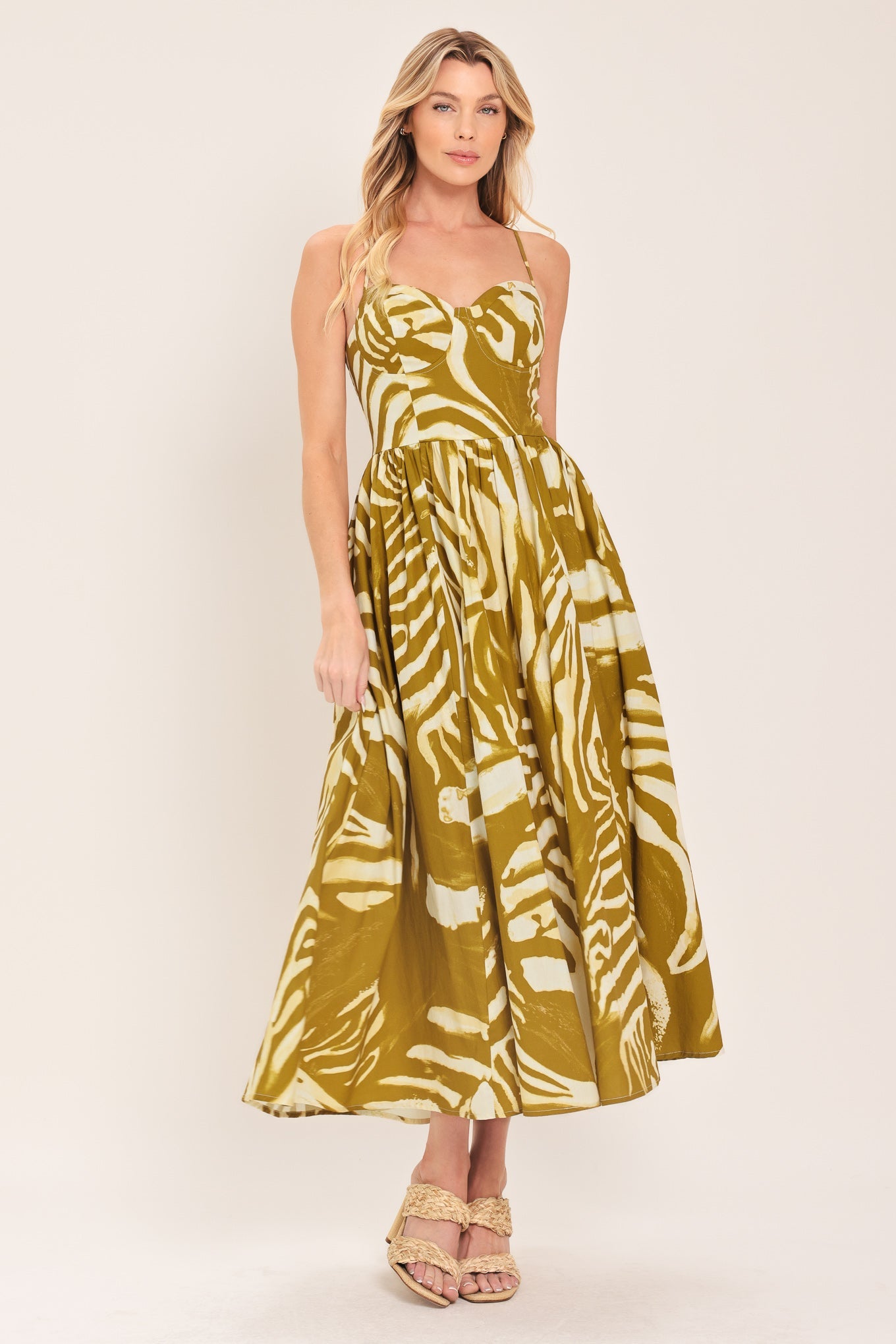 GOLDEN PALM ESCAPE WOVEN MIDI DRESS Flying Tomato