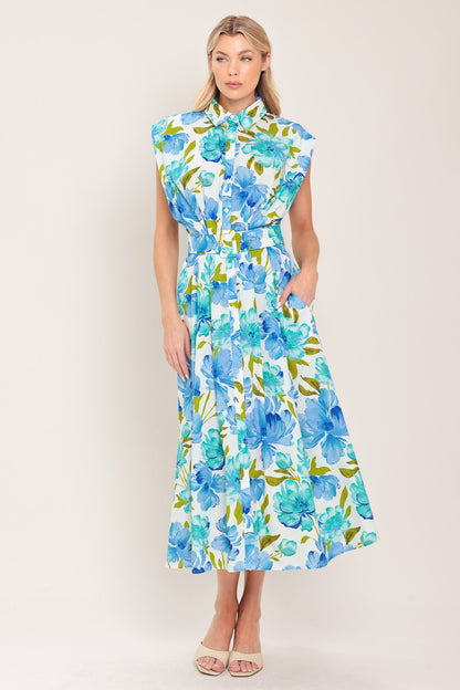 MODERN BLOOM WOVEN MIDI DRESS Flying Tomato