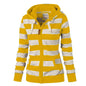 Plus Size Striped Hoodie with Long Sleeves
