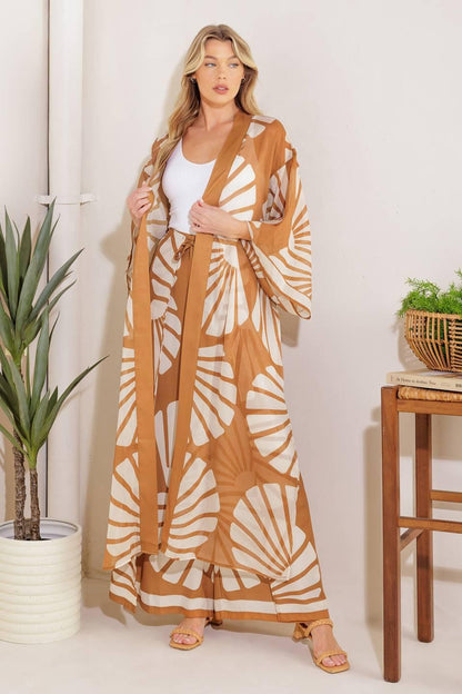 AWAITING LOVE WOVEN KIMONO COVER UP AND PANT SET Flying Tomato
