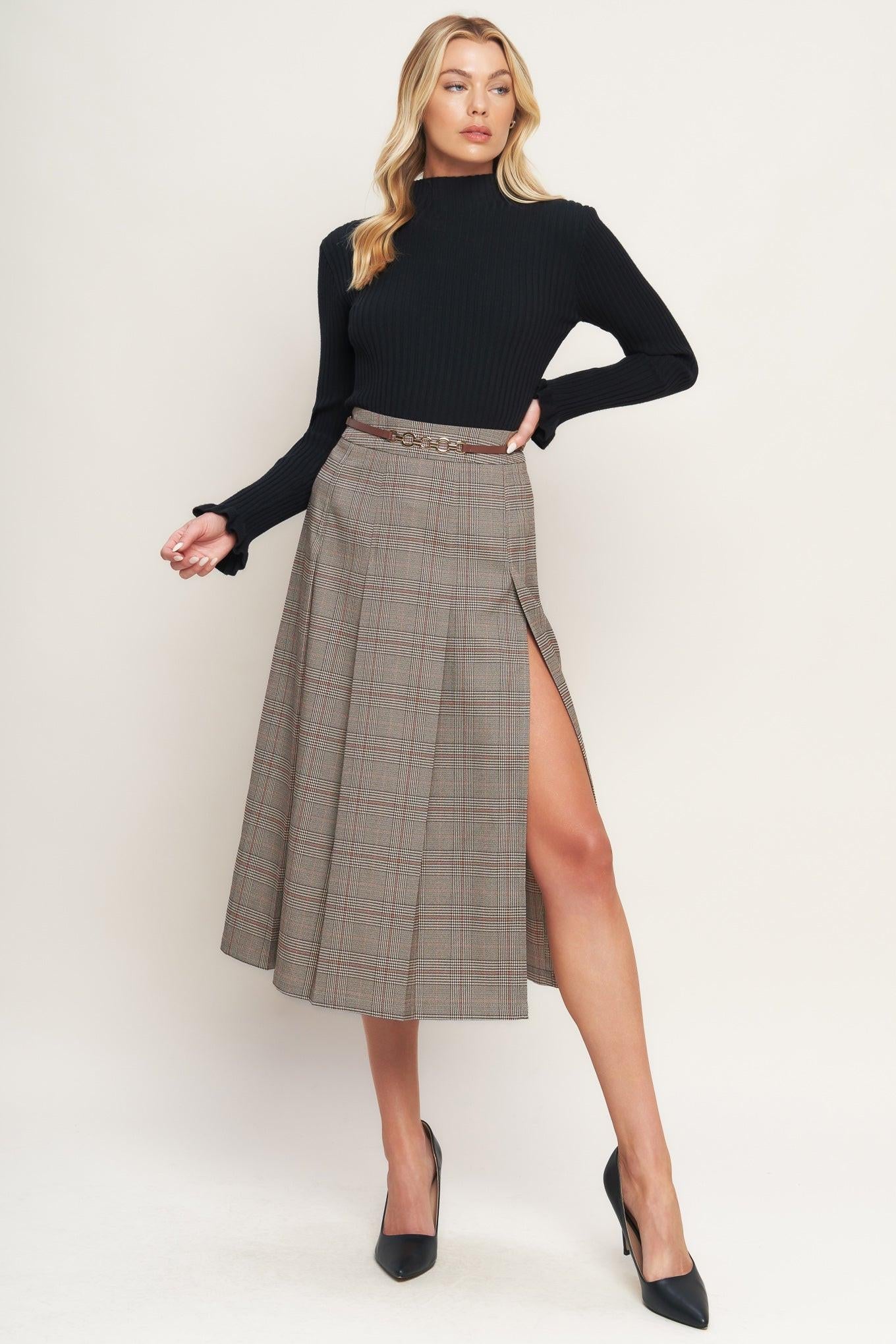 BRITISH TRACE WOVEN MIDI SKIRT Flying Tomato