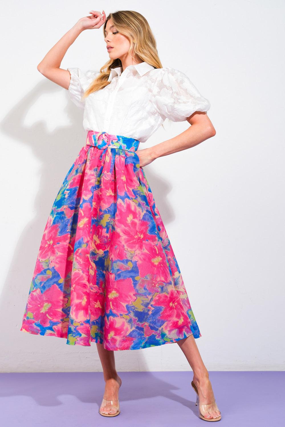 SWEET VISION WOVEN MIDI SKIRT Flying Tomato