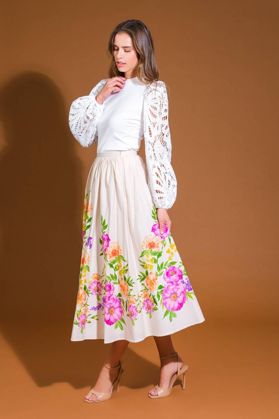 SAGAMORE CREEK LAND WOVEN MIDI SKIRT Flying Tomato