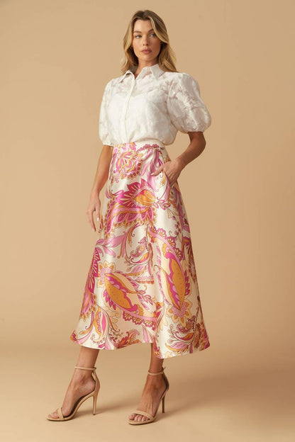 IN THE STILLNESS WOVEN MIDI SKIRT Flying Tomato