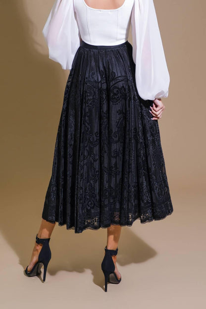 EASE MY MIND VELVET MIDI SKIRT Flying Tomato