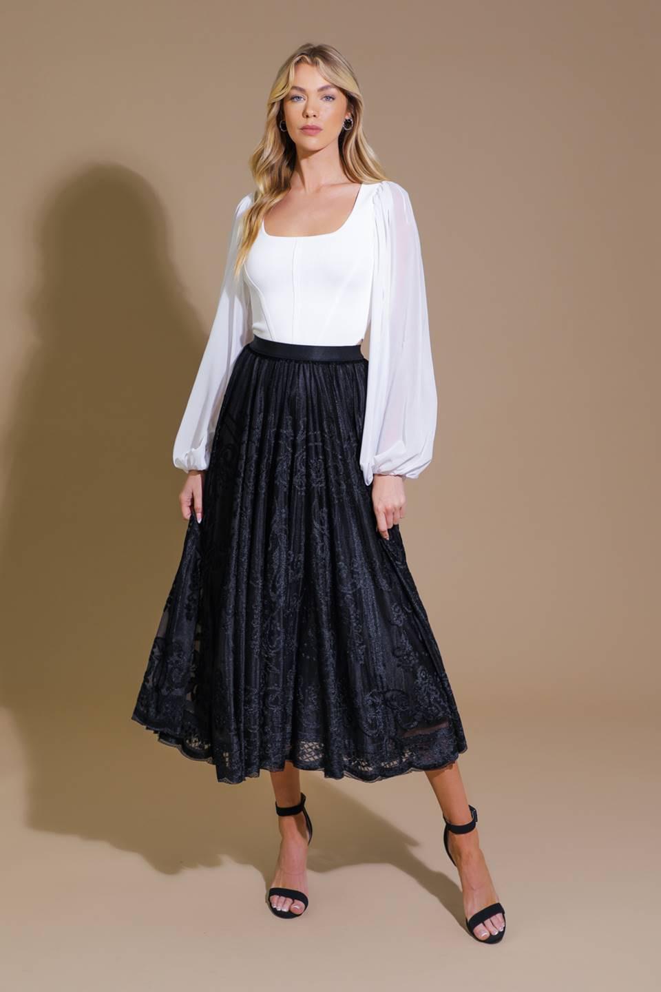 EASE MY MIND VELVET MIDI SKIRT Flying Tomato