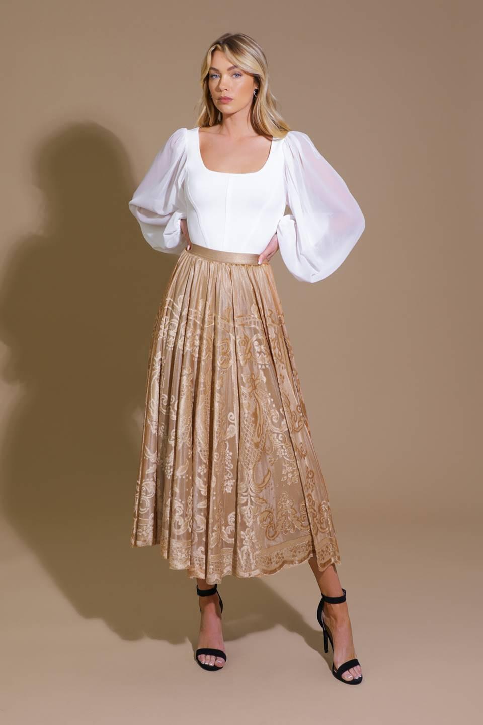 EASE MY MIND VELVET MIDI SKIRT Flying Tomato