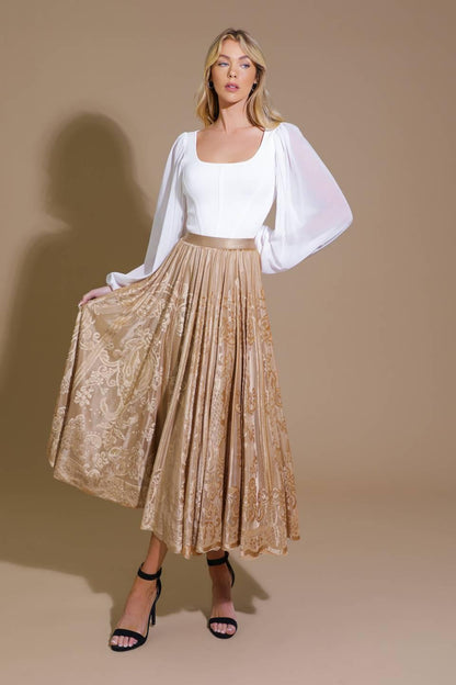EASE MY MIND VELVET MIDI SKIRT Flying Tomato