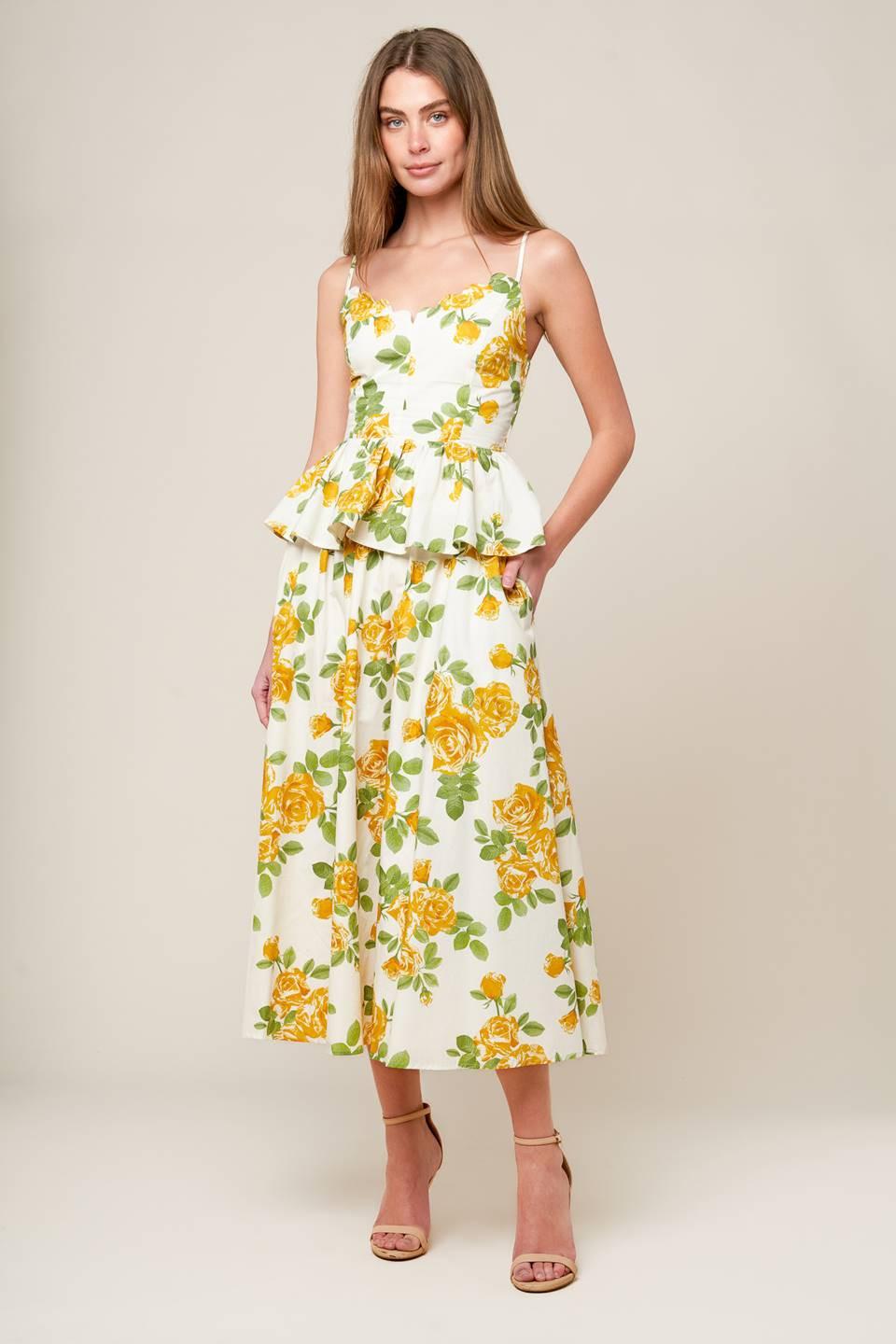 EVERY SUNDAY CREAM WOVEN MIDI SKIRT Flying Tomato