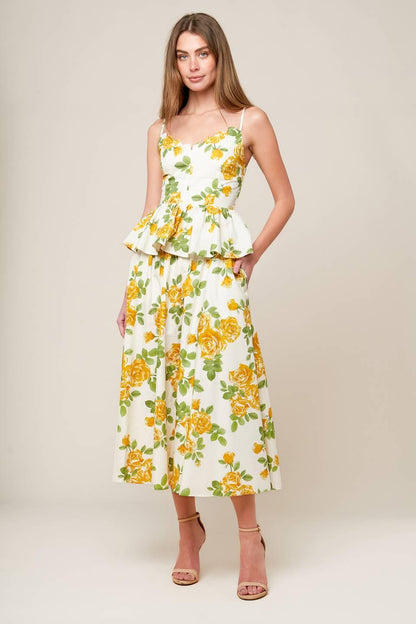 EVERY SUNDAY CREAM WOVEN MIDI SKIRT Flying Tomato