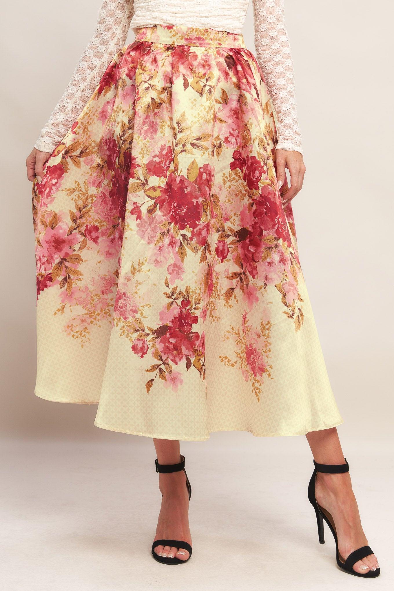 BLOSSOM DREAM BALLERINA WOVEN FULL MIDI SKIRT Flying Tomato