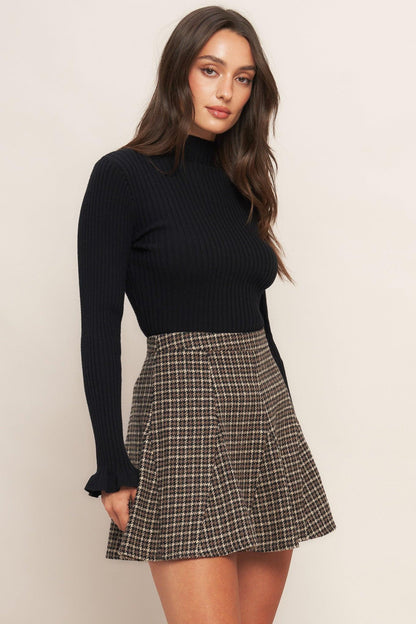 HOUND FLARE TWEED WOVEN SKIRT Flying Tomato