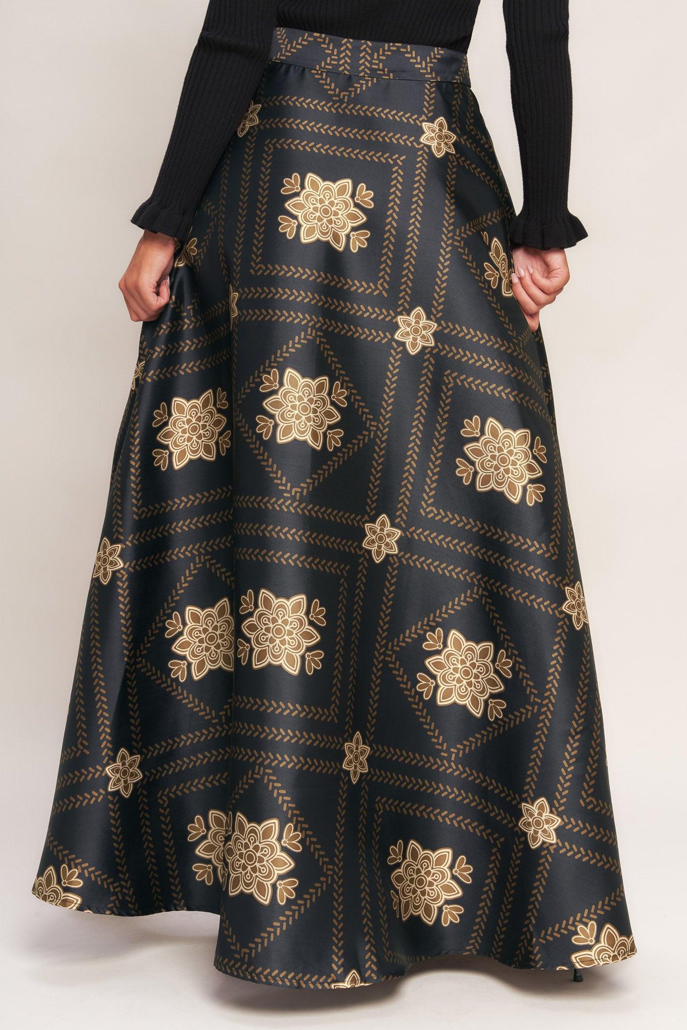 ORNAMENTAL NIGHTS WOVEN MAXI CIRCLE SKIRT Flying Tomato