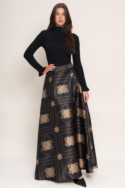 ORNAMENTAL NIGHTS WOVEN MAXI CIRCLE SKIRT Flying Tomato