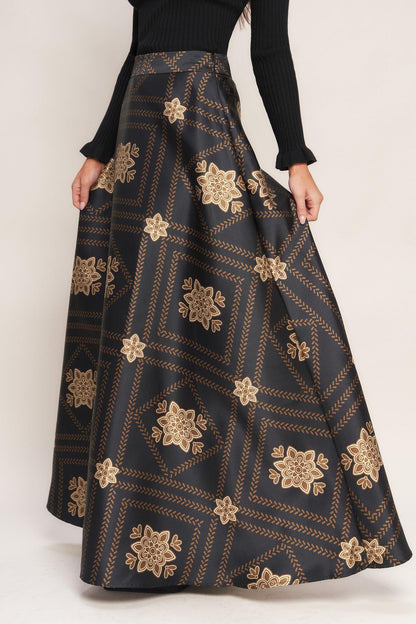 ORNAMENTAL NIGHTS WOVEN MAXI CIRCLE SKIRT Flying Tomato