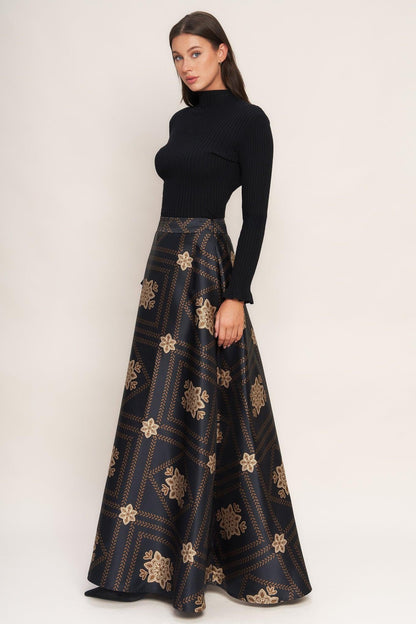 ORNAMENTAL NIGHTS WOVEN MAXI CIRCLE SKIRT Flying Tomato