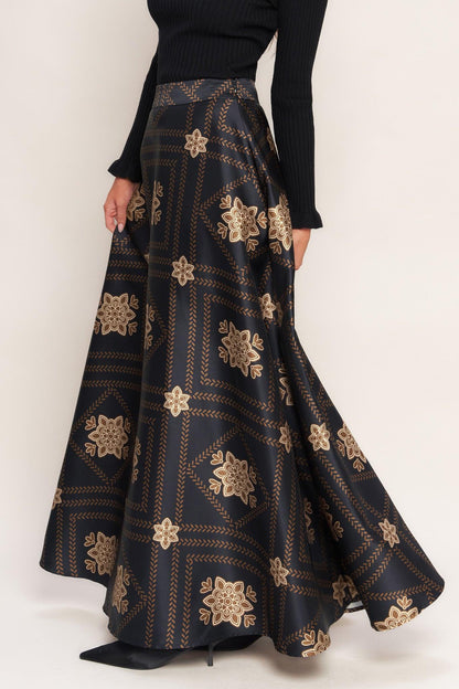ORNAMENTAL NIGHTS WOVEN MAXI CIRCLE SKIRT Flying Tomato