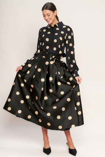 MOONLIGHT DOTS WOVEN FULL MIDI SKIRT Flying Tomato