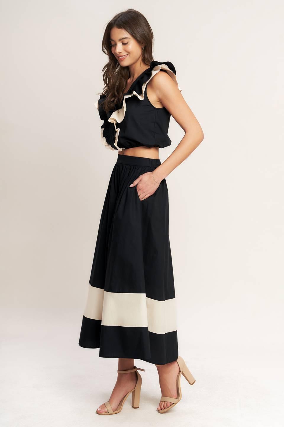 GALLERY CONTRAST FULL MIDI SKIRT Flying Tomato