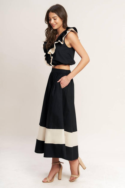 GALLERY CONTRAST FULL MIDI SKIRT Flying Tomato