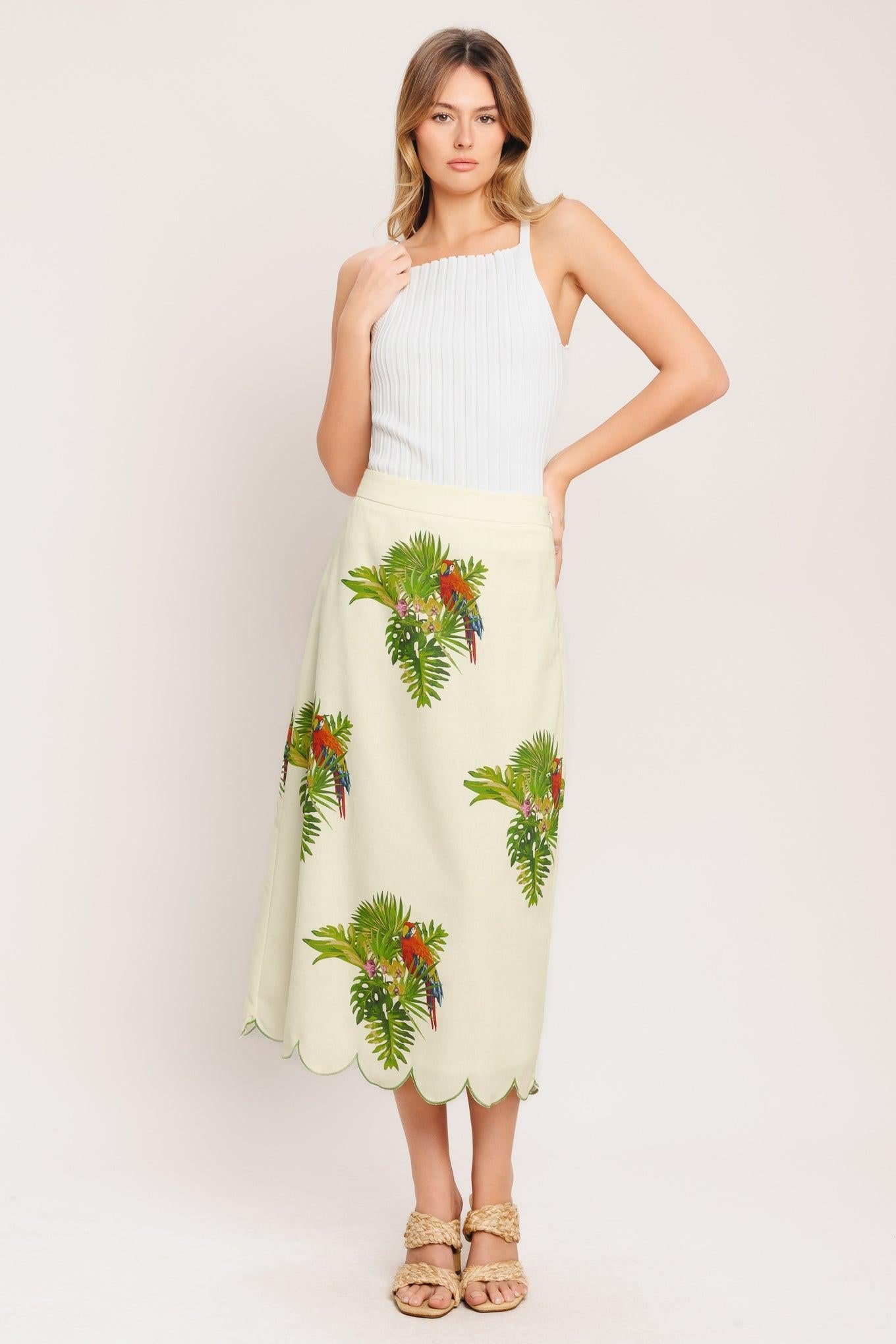 ISLAND ELEGANCE WOVEN MIDI SKIRT Flying Tomato