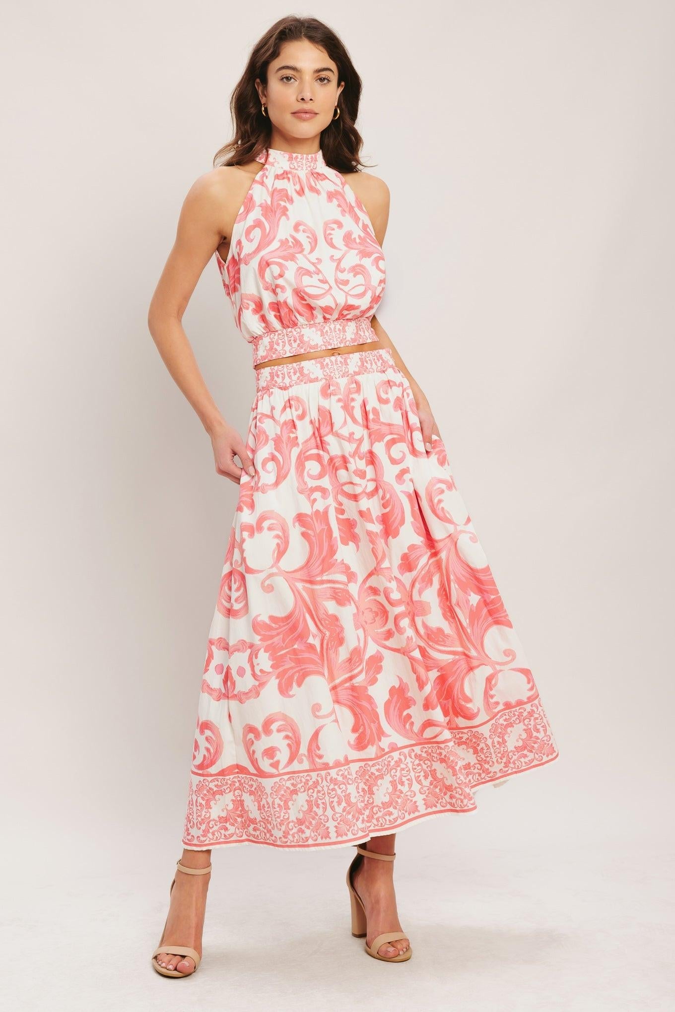 AMALFI SUNSET WOVEN MIDI FULL SKIRT Flying Tomato
