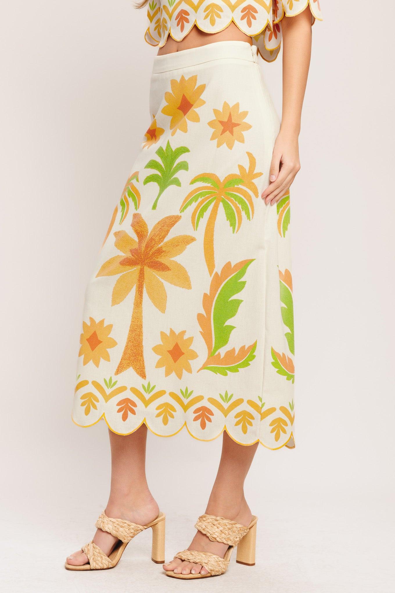 VINTAGE ISLAND WOVEN MIDI SKIRT Flying Tomato