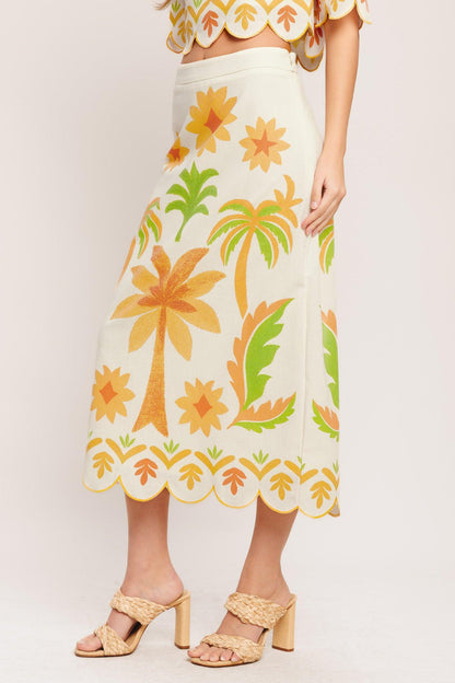 VINTAGE ISLAND WOVEN MIDI SKIRT Flying Tomato