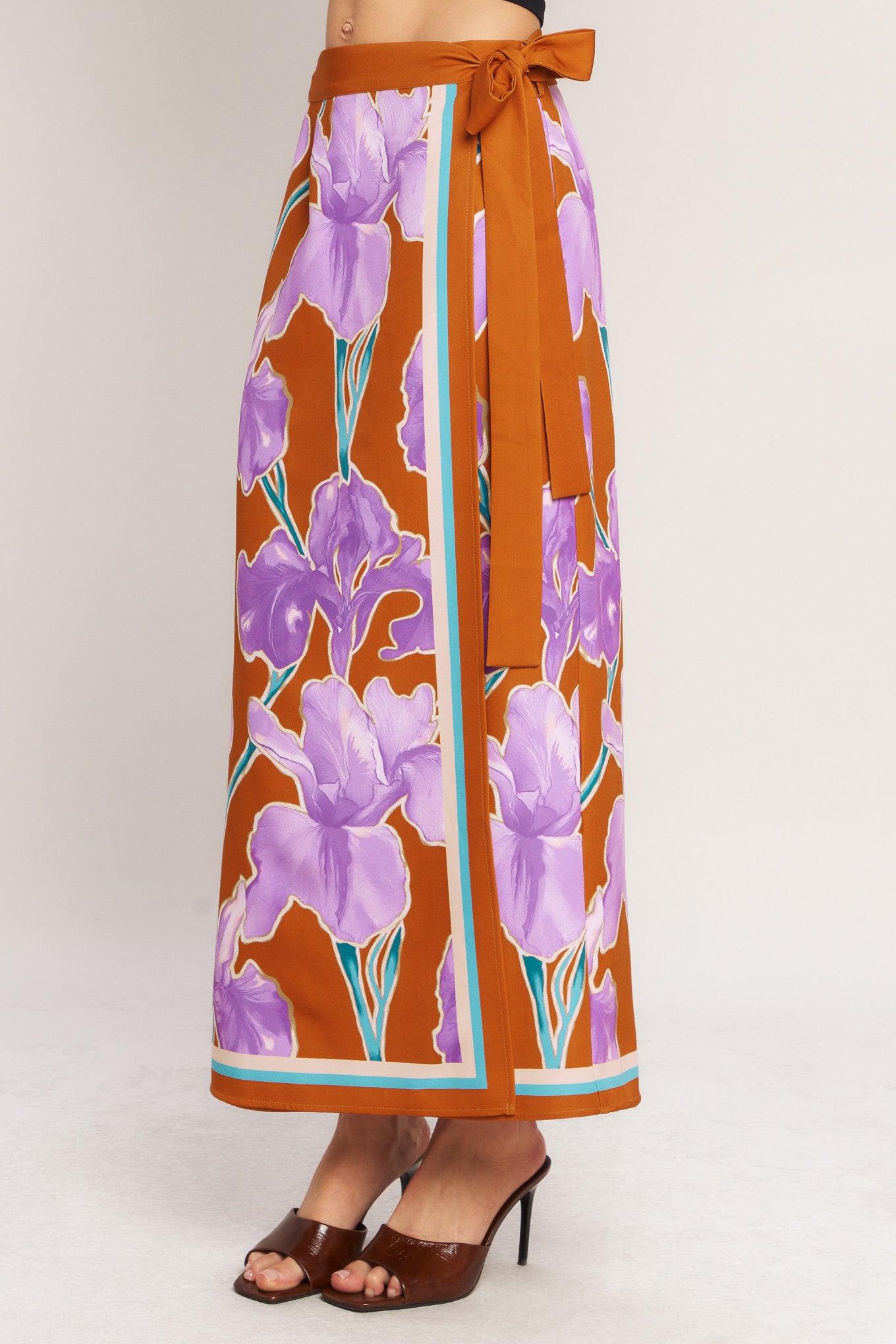 SUMMER IRIS WOVEN MIDI WRAP SKIRT Flying Tomato