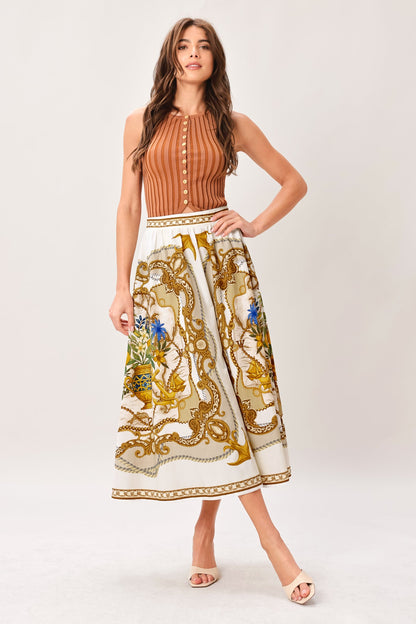 BAROQUE ESCAPE WOVEN MIDI SKIRT Flying Tomato