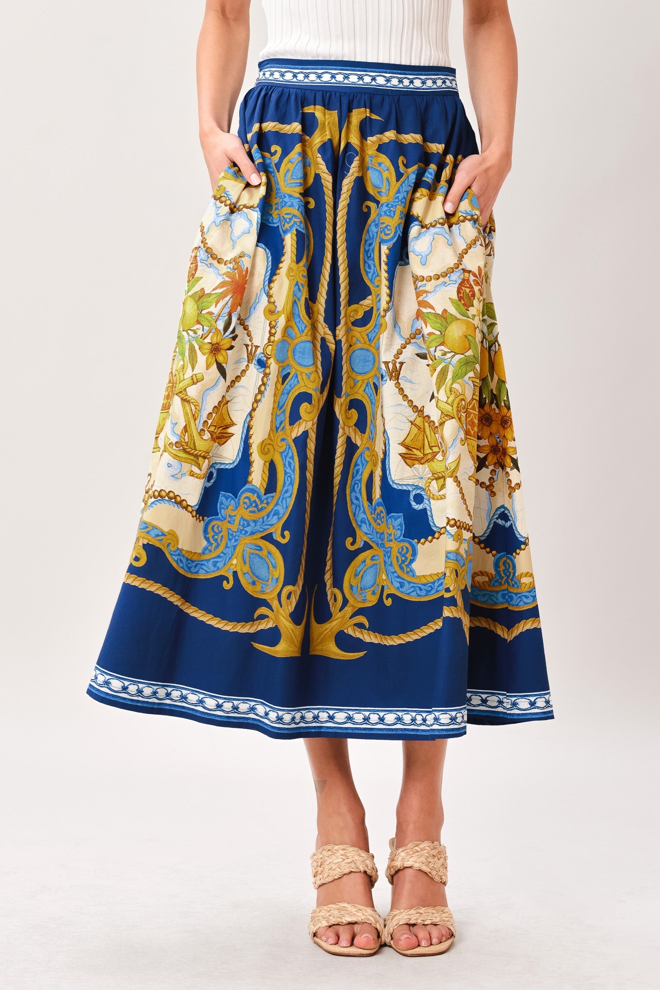 BAROQUE ESCAPE WOVEN MIDI SKIRT Flying Tomato
