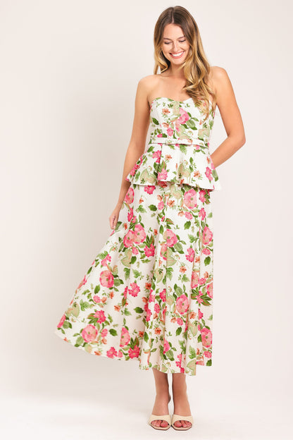 ROSE PETAL WOVEN MIDI SKIRT Flying Tomato