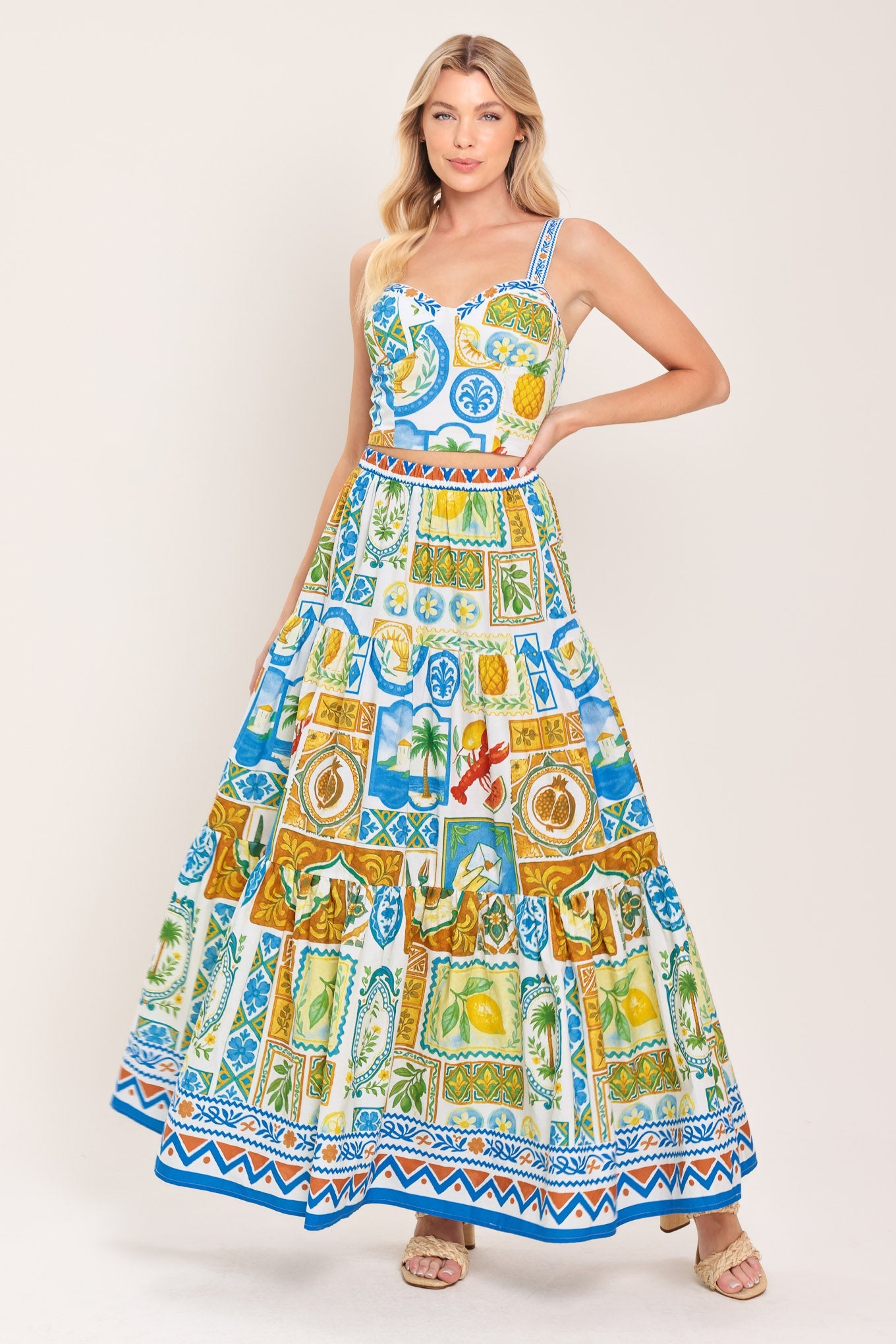 SICILIAN SUMMER WOVEN MAXI SKIRT Flying Tomato