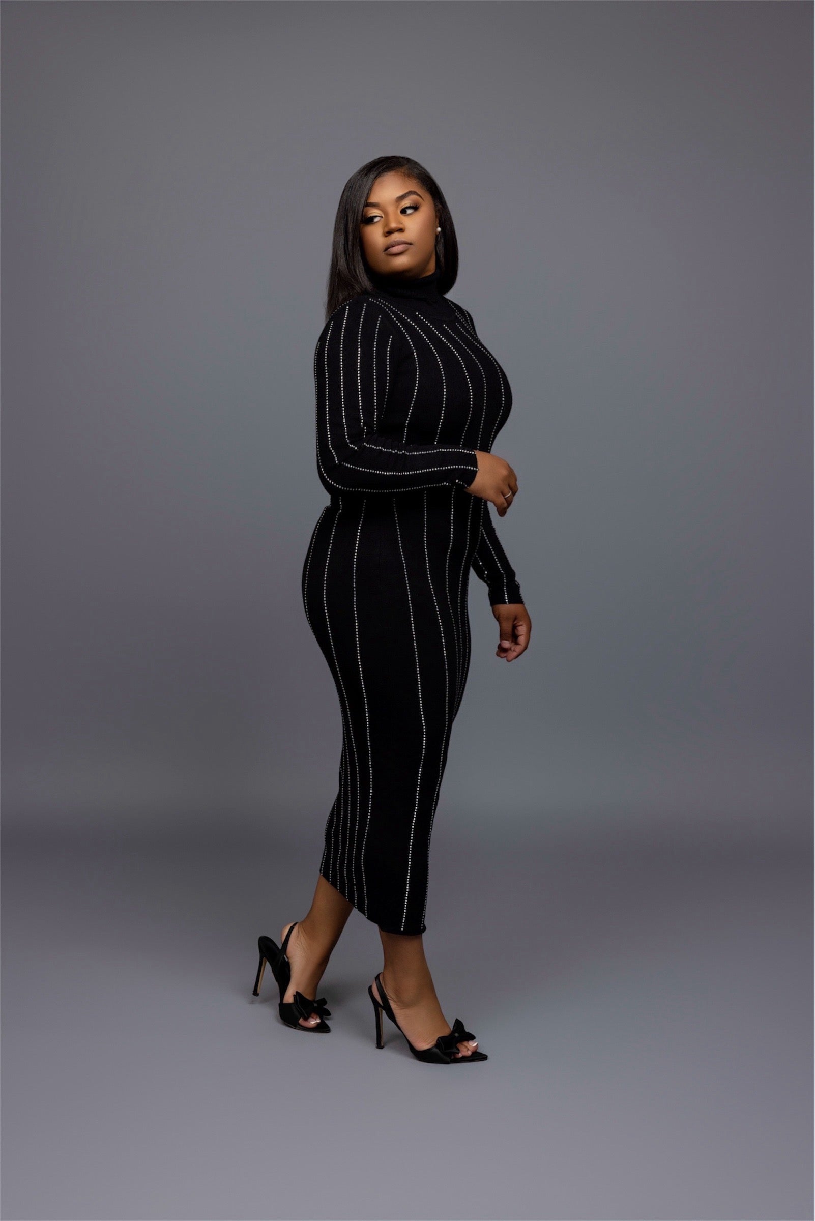 Black Sweater Dress with Embellishments The Bella Noire Store