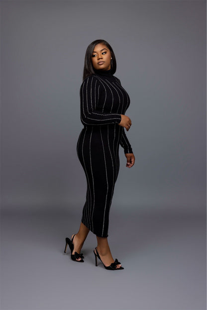 Black Sweater Dress with Embellishments The Bella Noire Store