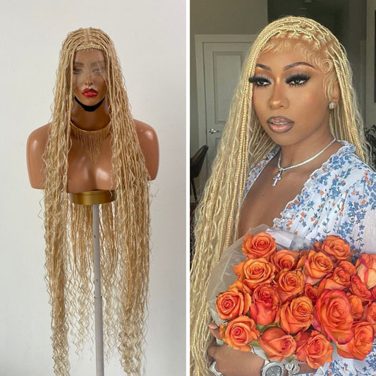 Bohemian Knotless Braid Wig "HD Full Lace" Blondy Poshglad Braided Wigs