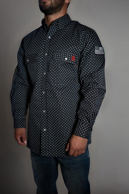 FR Pearl Snap Work Shirt - Reaper Black Static FR