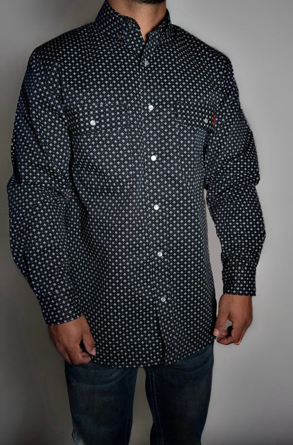 FR Pearl Snap Work Shirt - Reaper Black Static FR