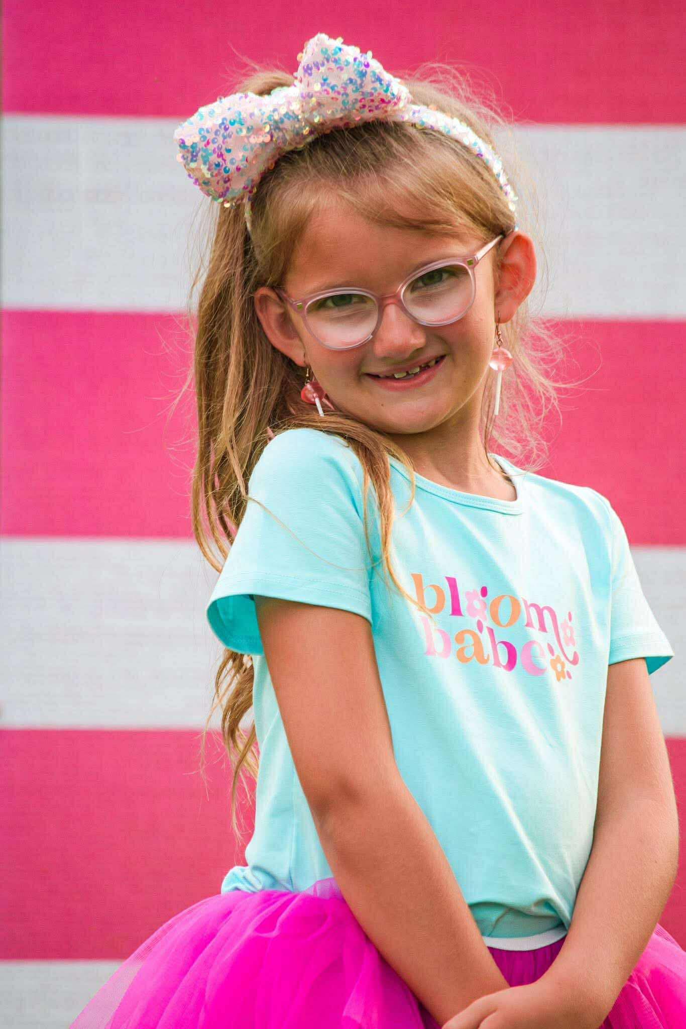 Girls Graphic Tee - Bloom Babe -Teal Always In Bloom Clothing Co