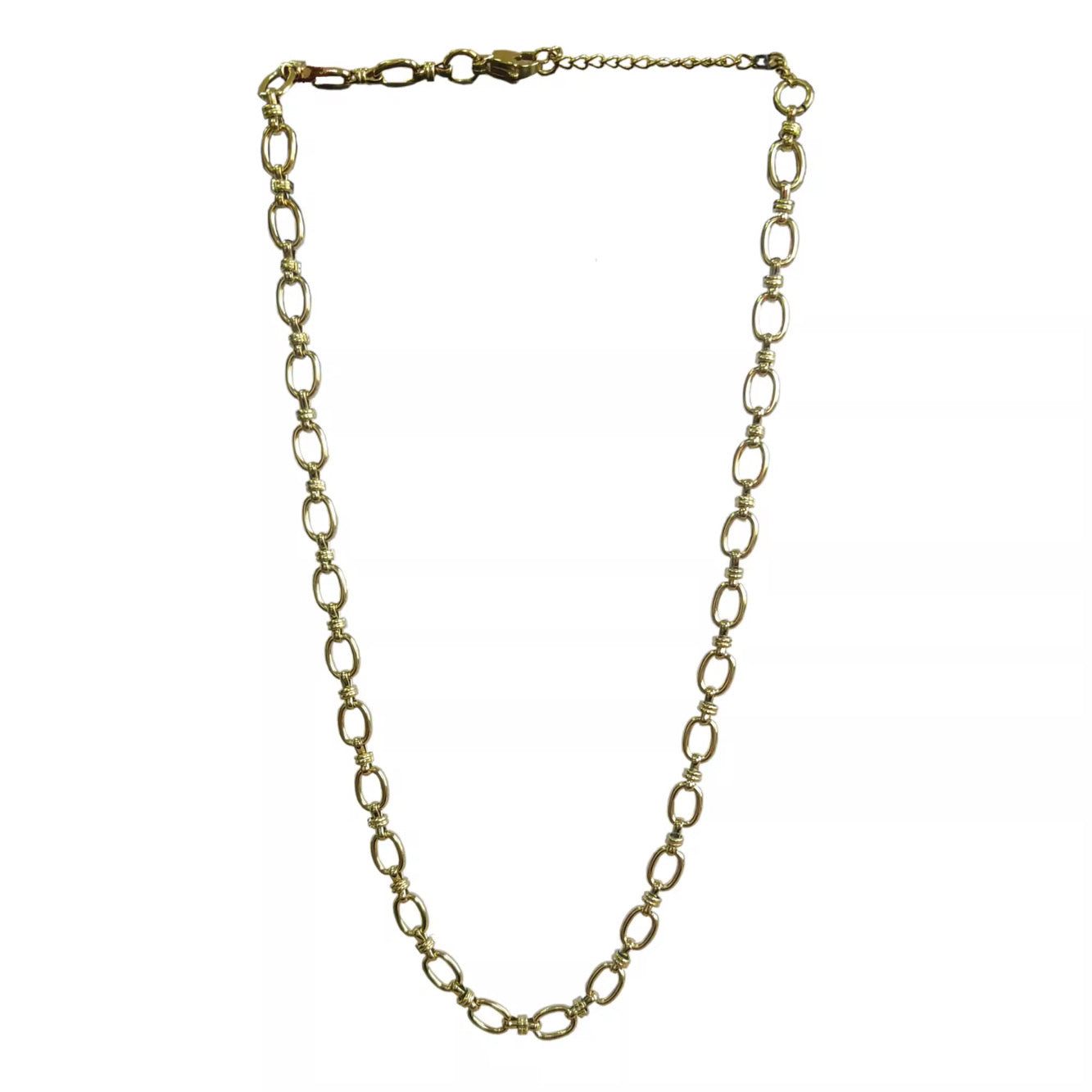 Tri Oval Mini Link Necklace 18K Gold Non Tarnish Water Resistant Deep South Originals