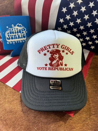 Pretty Girls Vote Republican Trucker Hat Wild Junkie
