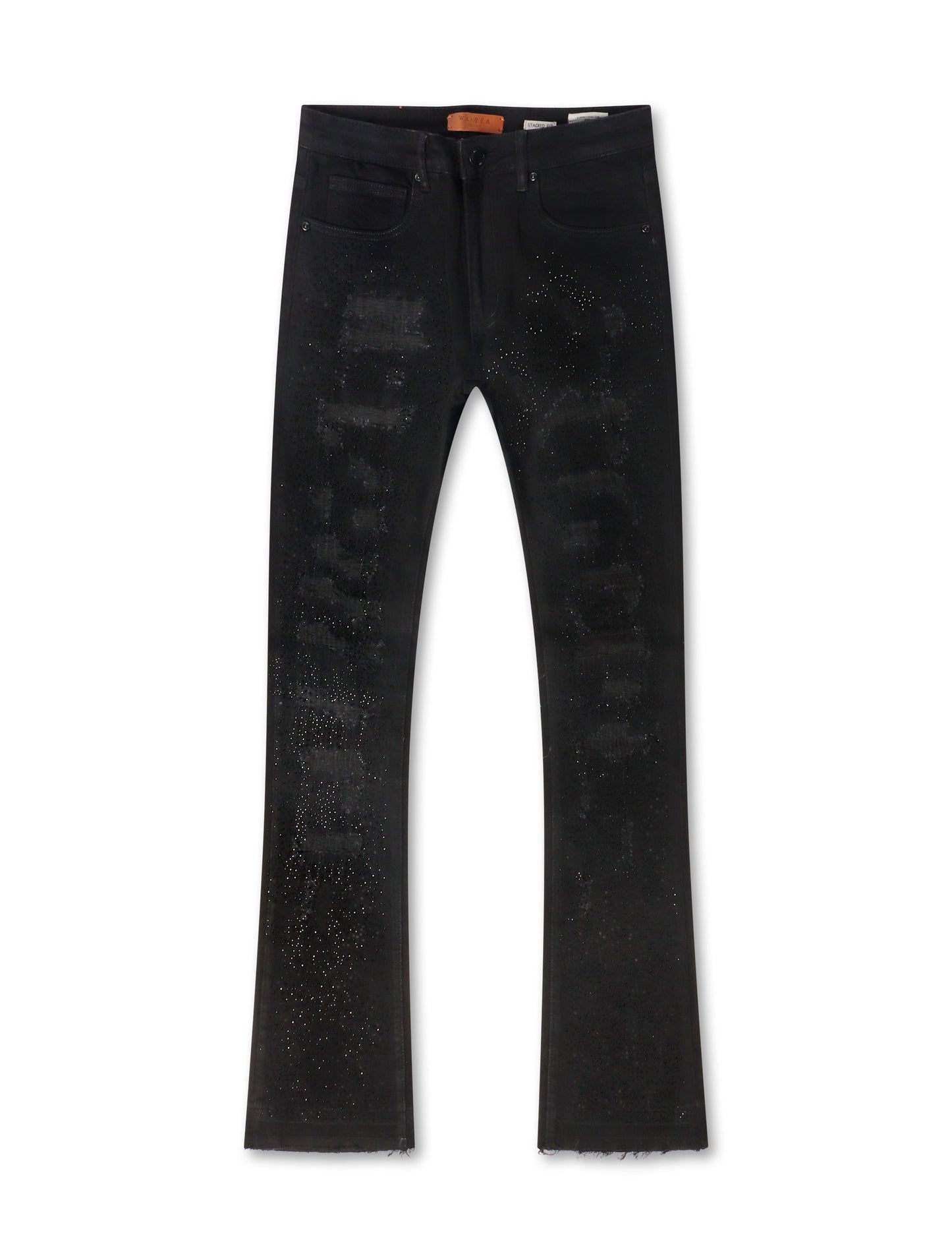 Waimea Rhinestone Stacked Fit Jeans - Jet Black Denim Exchange