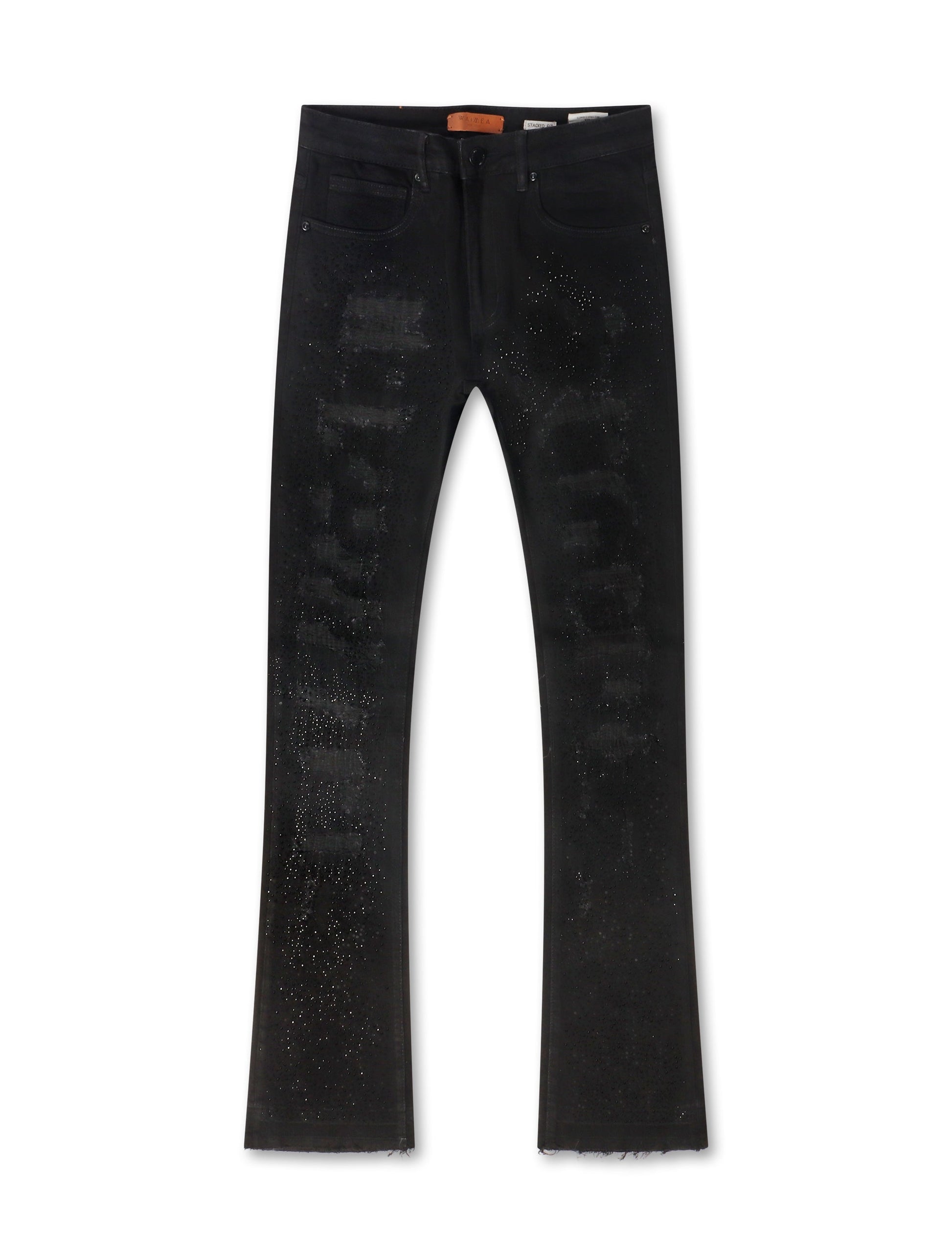 Waimea Rhinestone Stacked Fit Jeans - Jet Black Denim Exchange
