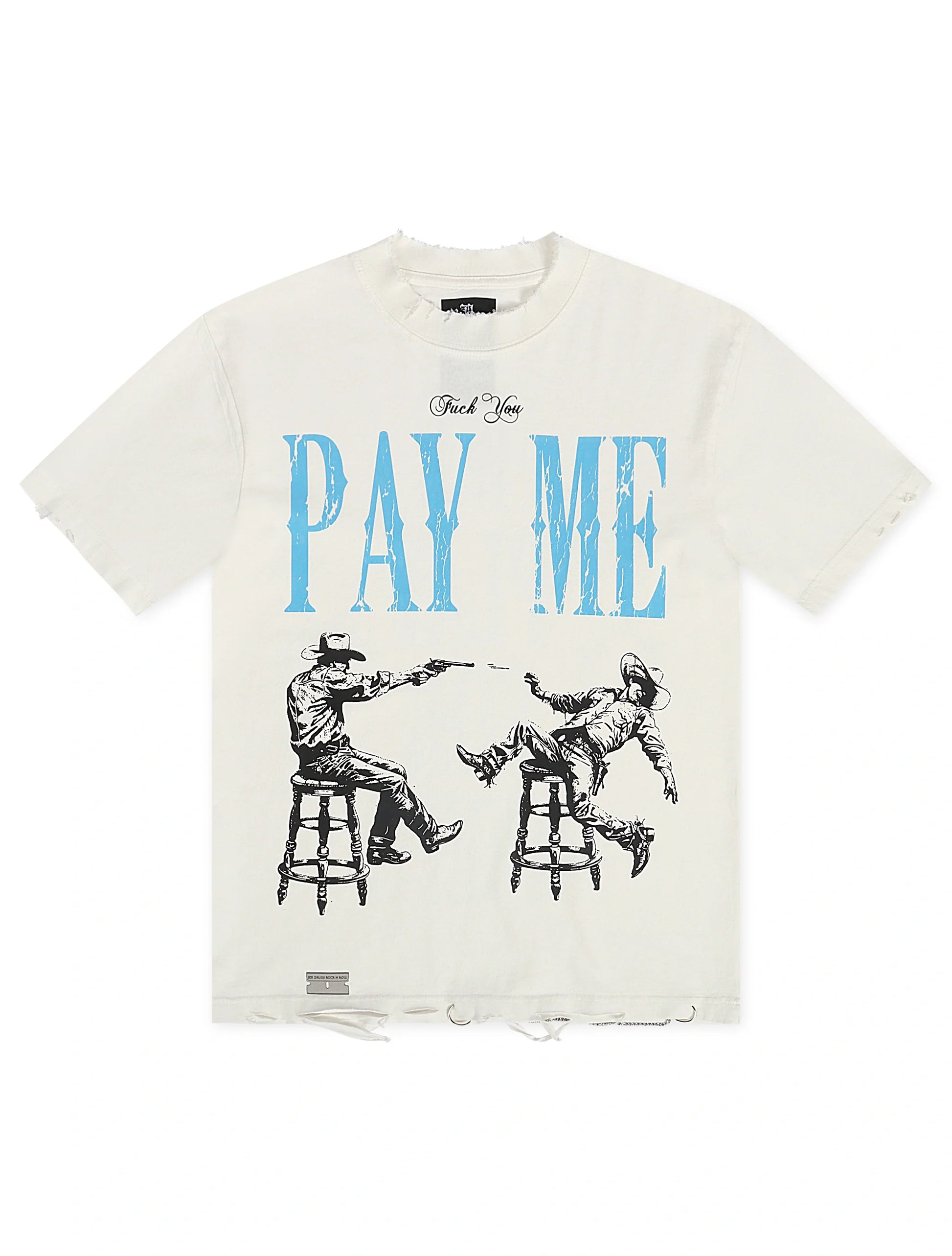 November Reign We Play For Keep Hand Shredded Tee - White Denim Exchange