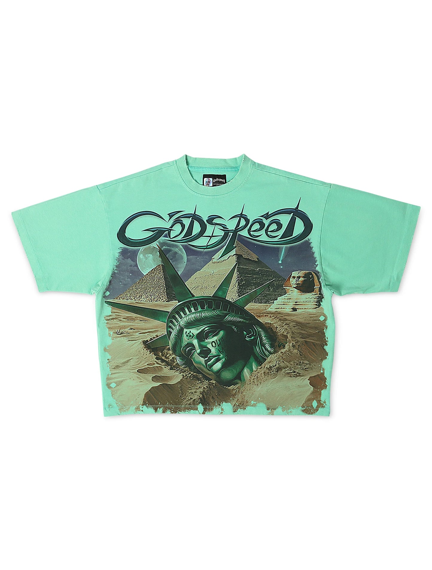 Godspeed Mother Cairo Boxy Fit Tee - Teal Denim Exchange