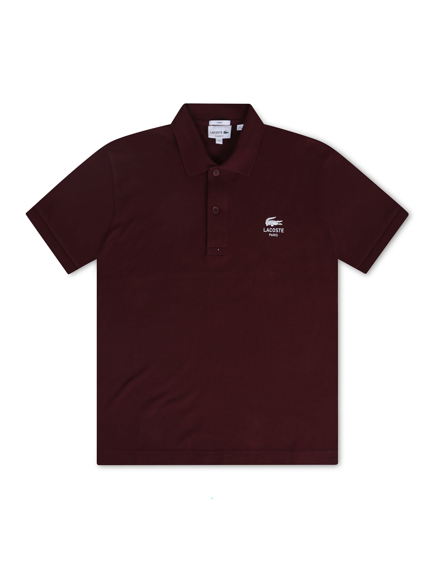 Lacoste Signature Print Polo Shirt - Bordeaux Denim Exchange