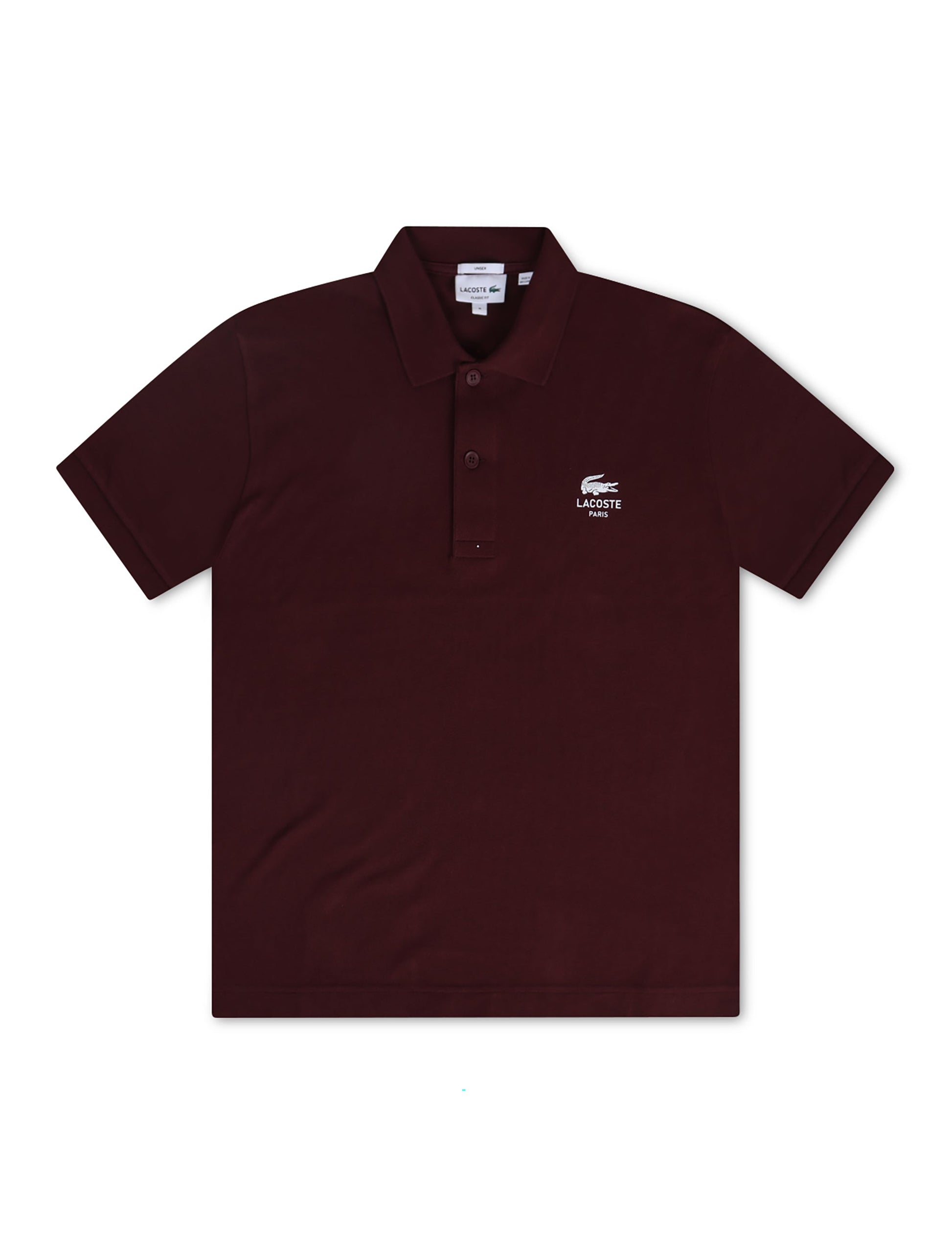 Lacoste Signature Print Polo Shirt - Bordeaux Denim Exchange
