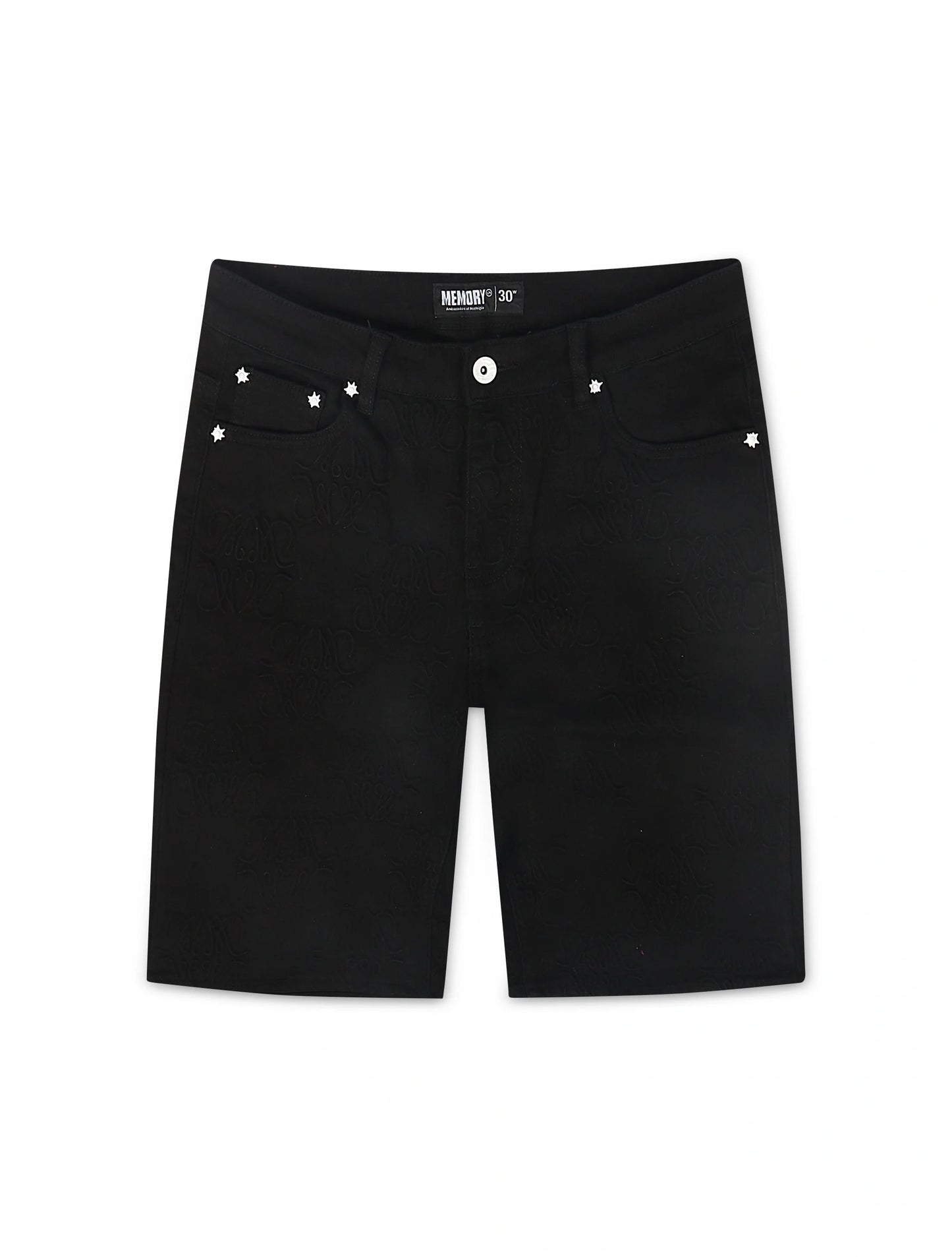 Memory Lane Monogram Denim Short - Black Rinse Denim Exchange