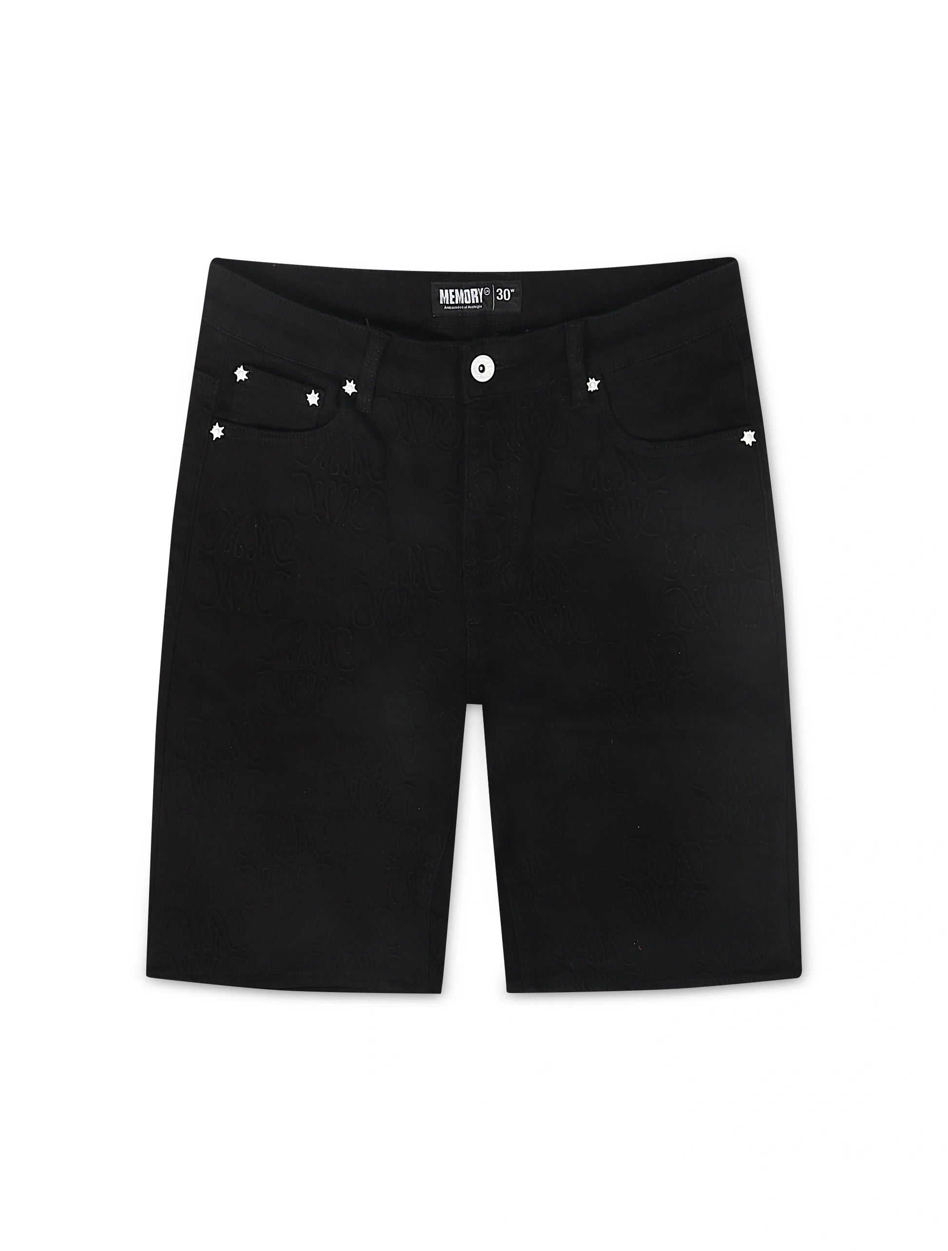 Memory Lane Monogram Denim Short - Black Rinse Denim Exchange